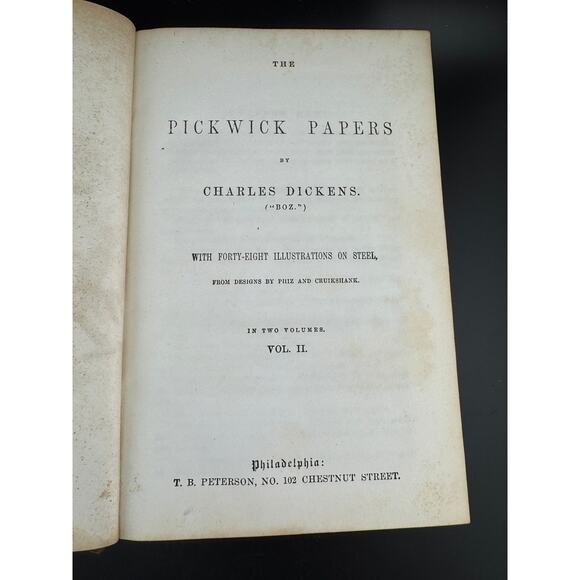Charles Dickens "Pickwick Papers - Volume II" - The Peterson's Duodecimo Edition - Picture 4 of 9